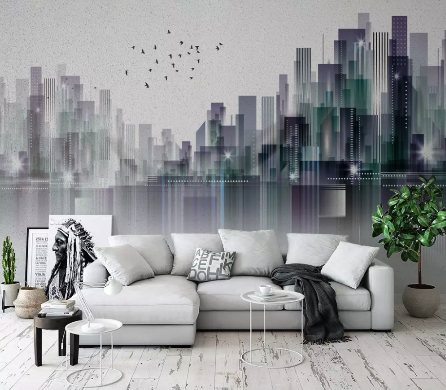 Dark Cityscape Skyscrapers Removable Wallpaper 3 Dark Cityscape Skyscrapers Removable Wallpaper