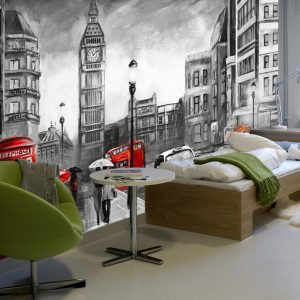Monochrome Cityscape Charcoal City Landscape Wallpaper