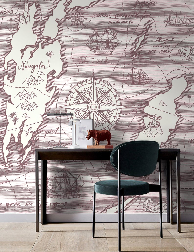 Explorer Travel Map Pattern Removable Wallpaper 2 Explorer Travel Map Pattern Removable Wallpaper