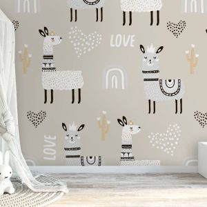 Kids Lamb Fancy Animal Rainbow Removable Wallpaper