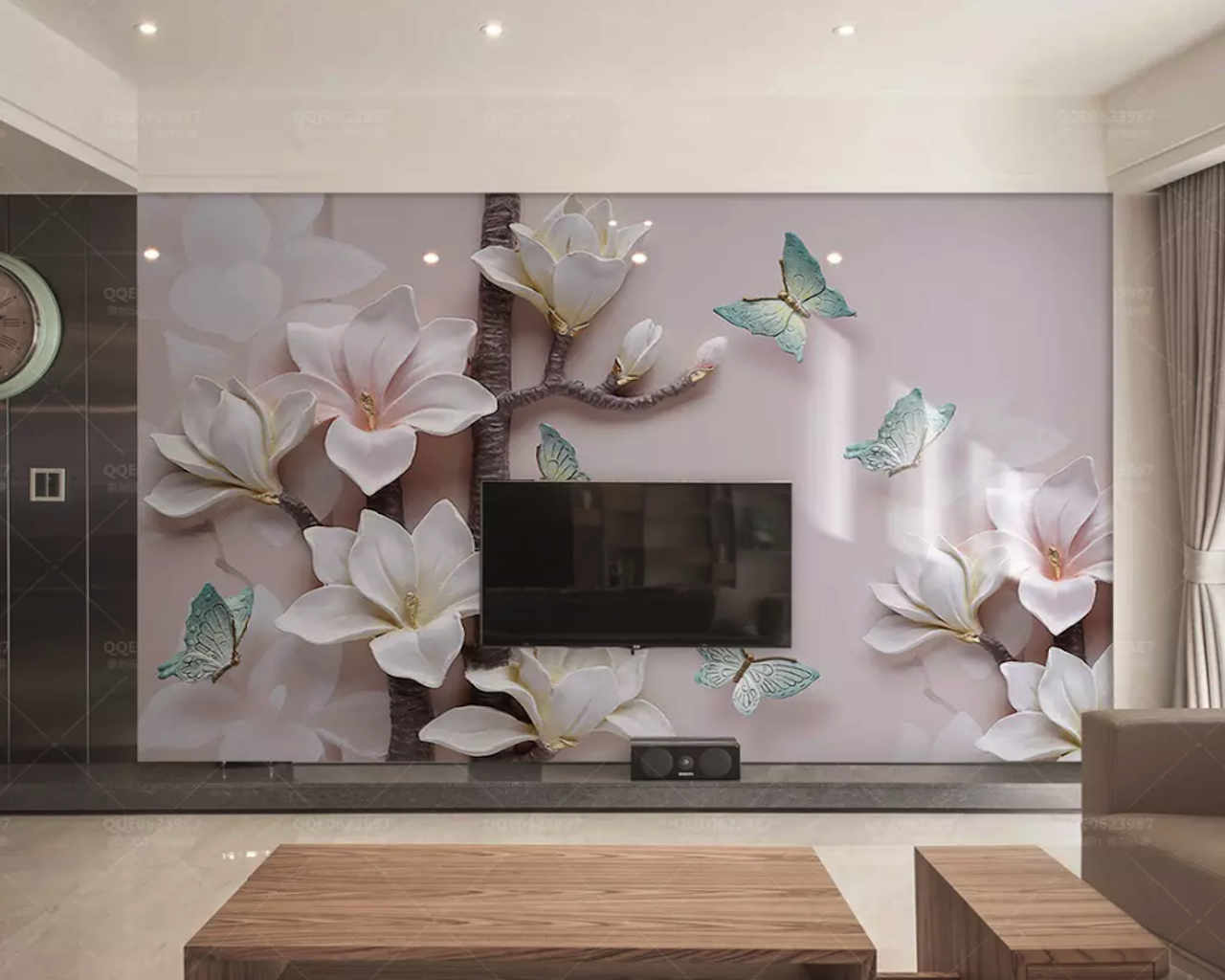 3D Blue Butterfly Minimalist Wallpaper 1 3D Blue Butterfly Minimalist Wallpaper