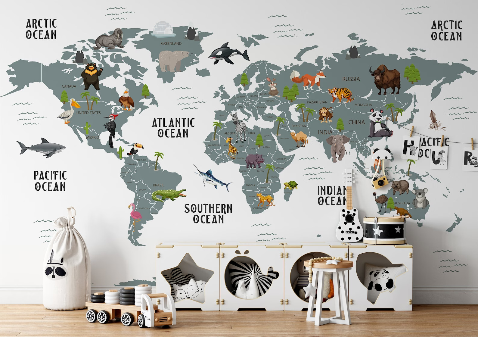 Kids World Map Wildlife Animals White Ocean Background Wallpaper 3 Kids World Map Wildlife Animals White Ocean Background Wallpaper