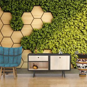 Nature 3D Effect Honeycomb and Grass Geometric Removable Wallpaper