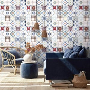 Retro Colorful Tile Mosaic Pattern Removable Wallpaper
