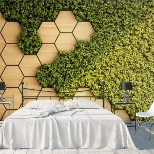 Nature 3D Effect Honeycomb and Grass Geometric Removable Wallpaper