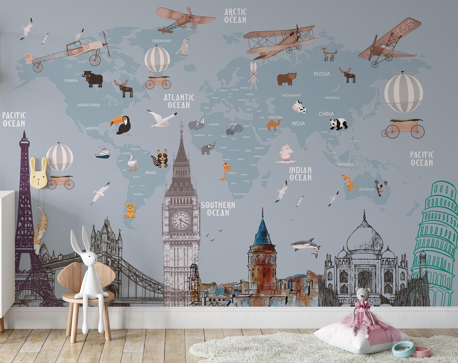 Architectural Structures Funny World Map Removable Wallpaper 4 Architectural Structures Funny World Map Removable Wallpaper