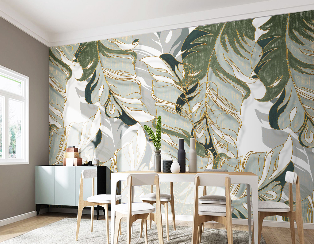 Leaf Abstract Modern Design Removable Wallpaper 3 Leaf Abstract Modern Design Removable Wallpaper