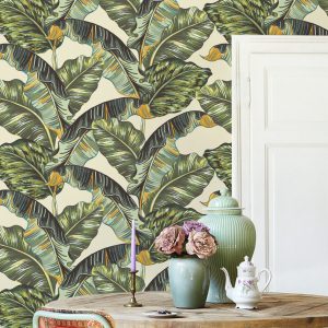 Vintage Banana Leaves Nostalgic Removable Wallpaper