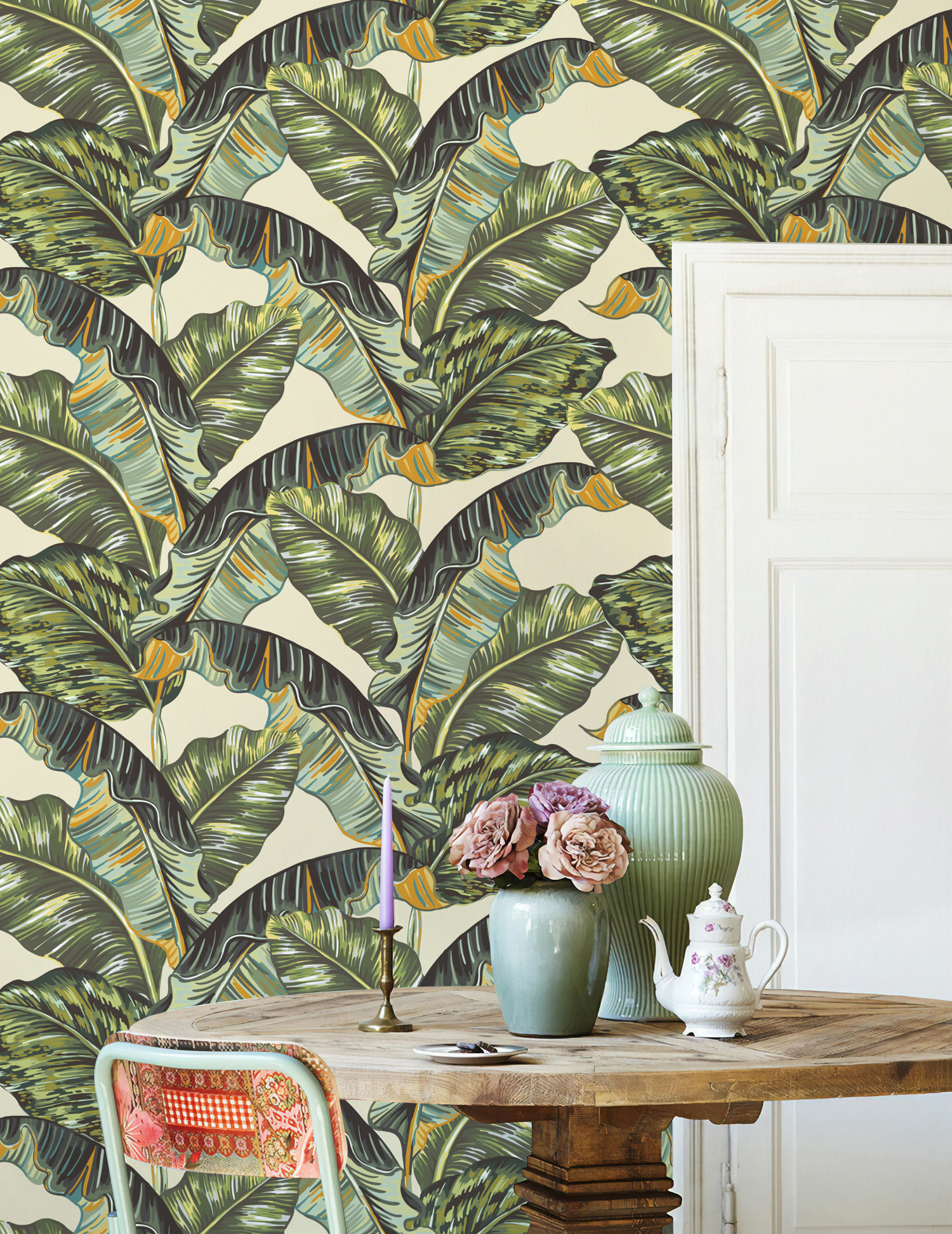 Vintage Banana Leaves Nostalgic Removable Wallpaper 3 Vintage Banana Leaves Nostalgic Removable Wallpaper