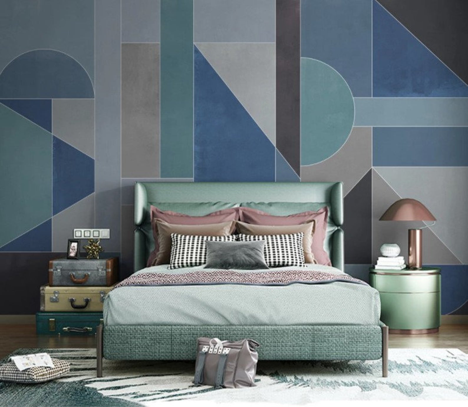Geometric Shapes Half Circle Trapezoid Removable Wallpaper 1 Geometric Shapes Half Circle Trapezoid Removable Wallpaper