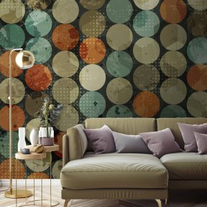 Geometric Colorful Circle Pattern Abstract Dots Removable Wallpaper