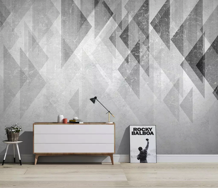 Monochrome Geometric Trigon Modern Removable Wallpaper 1 Monochrome Geometric Trigon Modern Removable Wallpaper