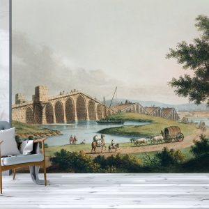 Vintage Shore Constantinople Sea and Aqueduct Landscape Wallpaper