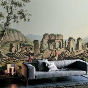 Vintage Rural Landscape Scenic View Historical Ruin Removable Wallpaper