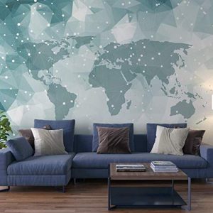 World Map Geometric Non-Woven Wallpaper