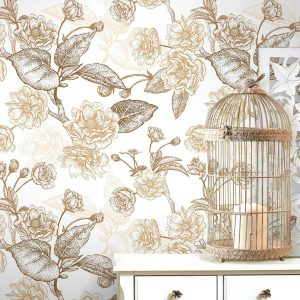 American Style Vintage Flowers Classic Removable Wallpaper