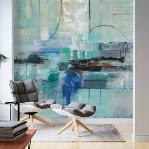 Watercolor Abstract Blue Splash Removable Wallpaper
