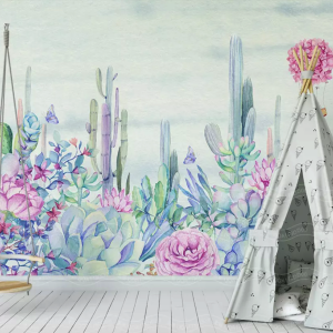 Hydrangea Flower Cactus Vintage Drawing Wallpaper