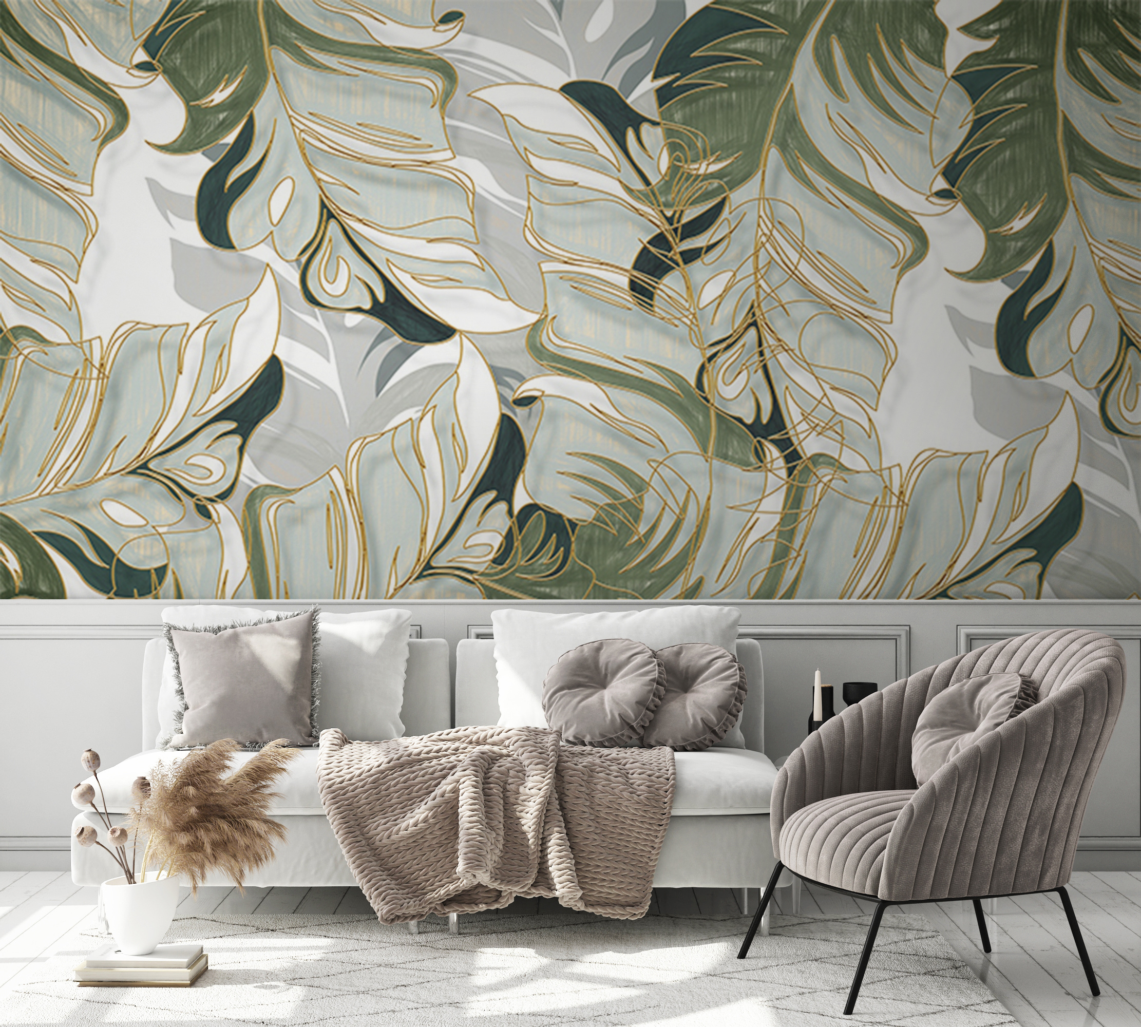 Leaf Abstract Modern Design Removable Wallpaper 1 Leaf Abstract Modern Design Removable Wallpaper