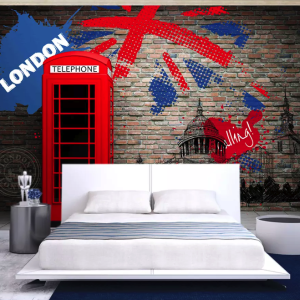 Flag Phone Booth London Street REMOVABLE Wallpaper