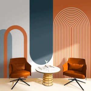 Luxury Random Geometric Shapes Orange and Dark Colored Removable Wallpaper