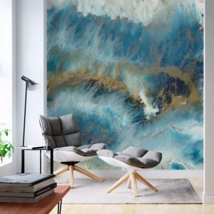 Blue Brown Brush Watercolor Splash Wallpaper
