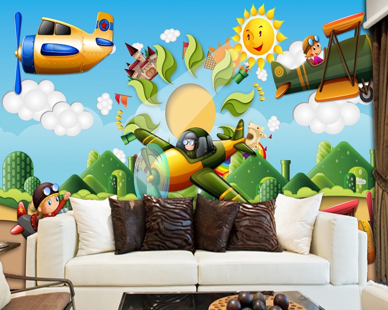 3D Child Forest Cartoon Helicopter Wallpaper 3 3D Child Forest Cartoon Helicopter Wallpaper