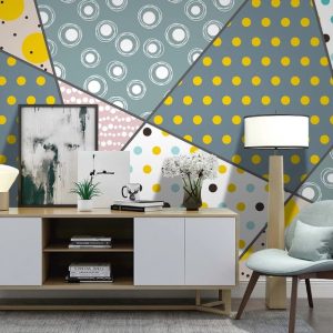 Geometric Trapezoid and Triangle Shapes Dots Removable Wallpaper