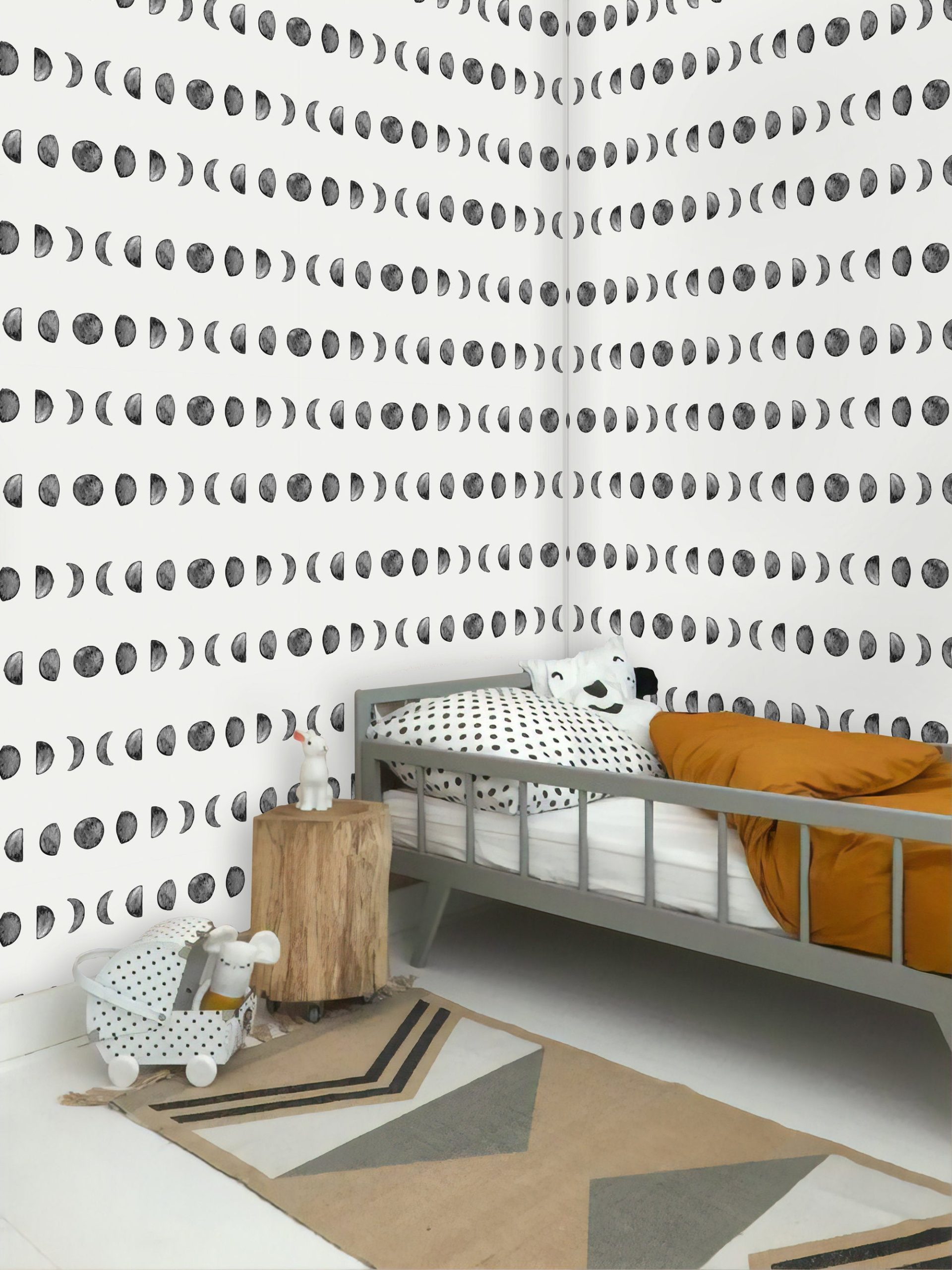 Watercolor Moon Crescent Fullmoon Pattern Removable Wallpaper 2 Watercolor Moon Crescent Fullmoon Pattern Removable Wallpaper