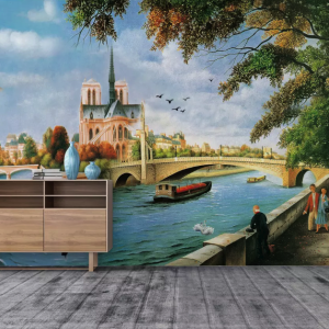 Watercolor Historical City View Ancient Architecture Removable Wallpaper