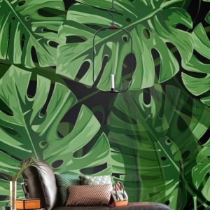 Green Leaf Vivid Floral Big Removable Wallpaper