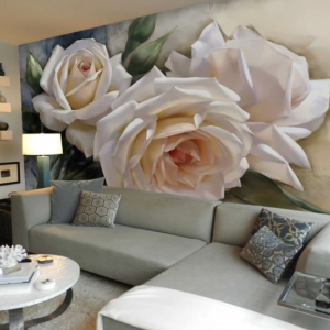 3D White Rose Nordic REMOVABLE Wallpaper