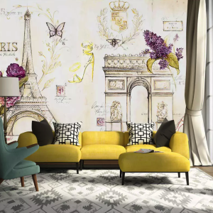 Vintage Colorful Paris Drawing Wallpaper