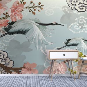Watercolor Flowers Tree Bird Pretty Animal Removable Wallpaper