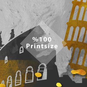 Landmarks of Famous Cities Grunge Gray Background Silhouette Removable Wallpaper