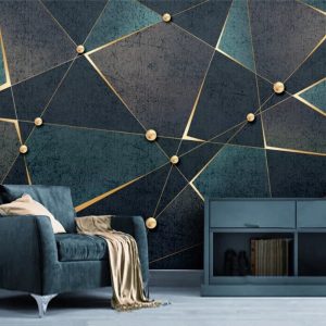 Dark and Golden Look Geometric Triangle and Trapezoid Removable Wallpaper