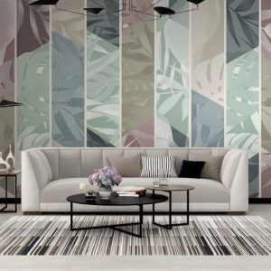 Leaves in The Vertical Lines Floral Pattern Modern Design Removable Wallpaper