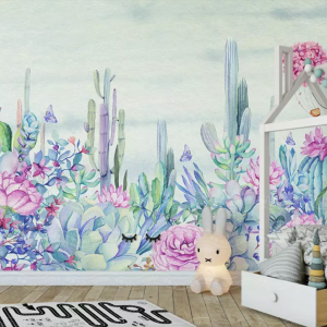 Hydrangea Flower Cactus Vintage Drawing Wallpaper