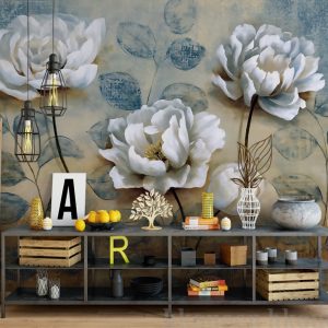 3D Vintage Floral Peony Floral Oil Painting Wallpaper