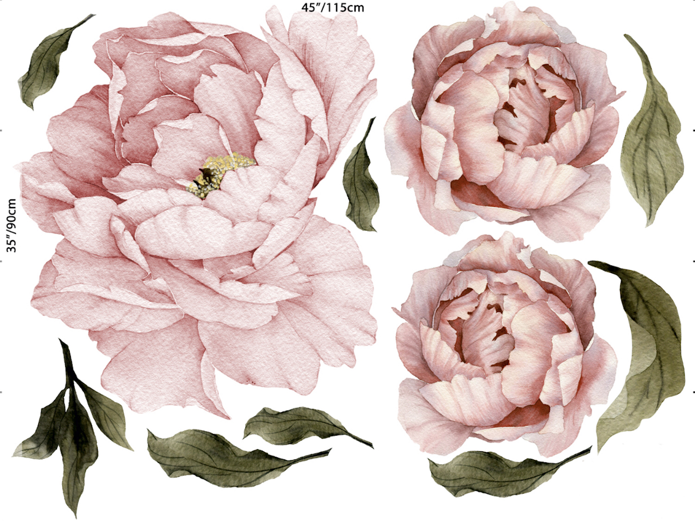 Pink Peonies Bouquet Flower Wall Decal 4 Pink Peonies Bouquet Flower Wall Decal