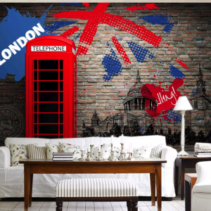 Flag Phone Booth London Street REMOVABLE Wallpaper