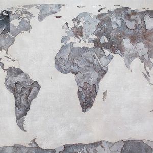 Monochrome Retro World Map REMOVABLE Wallpaper