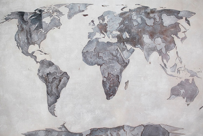 Monochrome Retro World Map REMOVABLE Wallpaper 2 Monochrome Retro World Map REMOVABLE Wallpaper