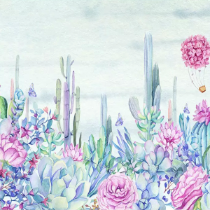 Hydrangea Flower Cactus Vintage Drawing Wallpaper