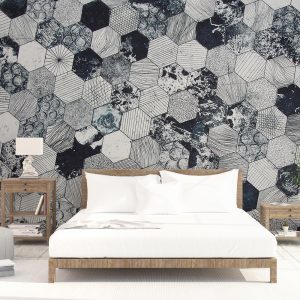 Hexagon Dark Geometric Pattern REMOVABLE Wallpaper