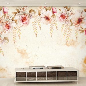 Pastel Pink Flower Vine Blossom Vintage Removable Wallpaper