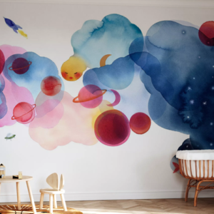 Colorful Brushes Watercolor Paint Removable Wallpaper