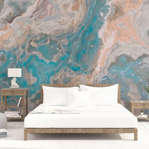 Turquoise Waves Brown Brush Colorful Splash Wallpaper