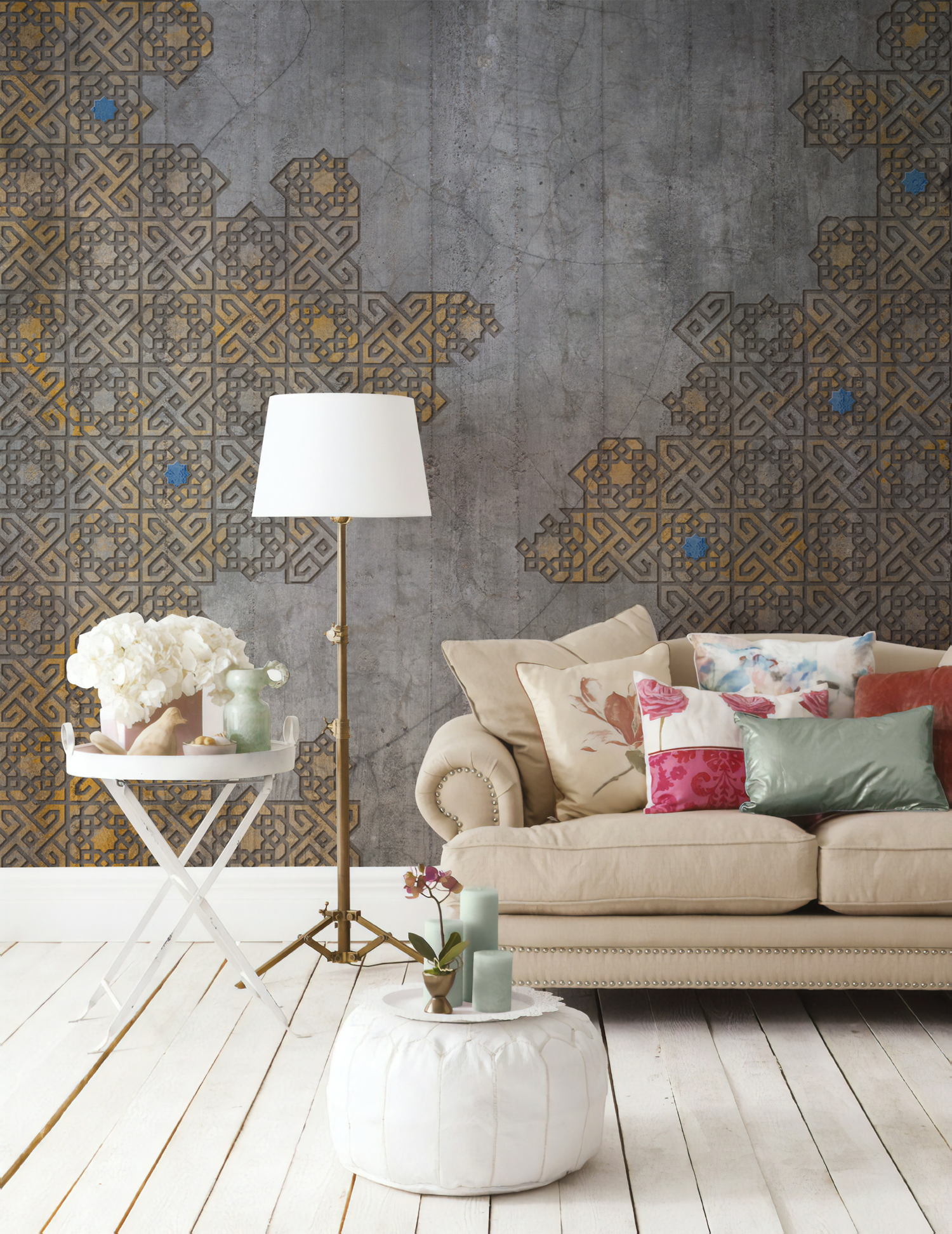 Brown Geometric Tile Pattern Concrete Background Removable Wallpaper 4 Brown Geometric Tile Pattern Concrete Background Removable Wallpaper