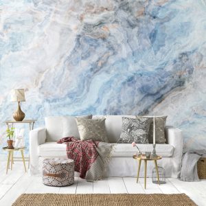Blue Smokes Contemporary Fogs Wallpaper